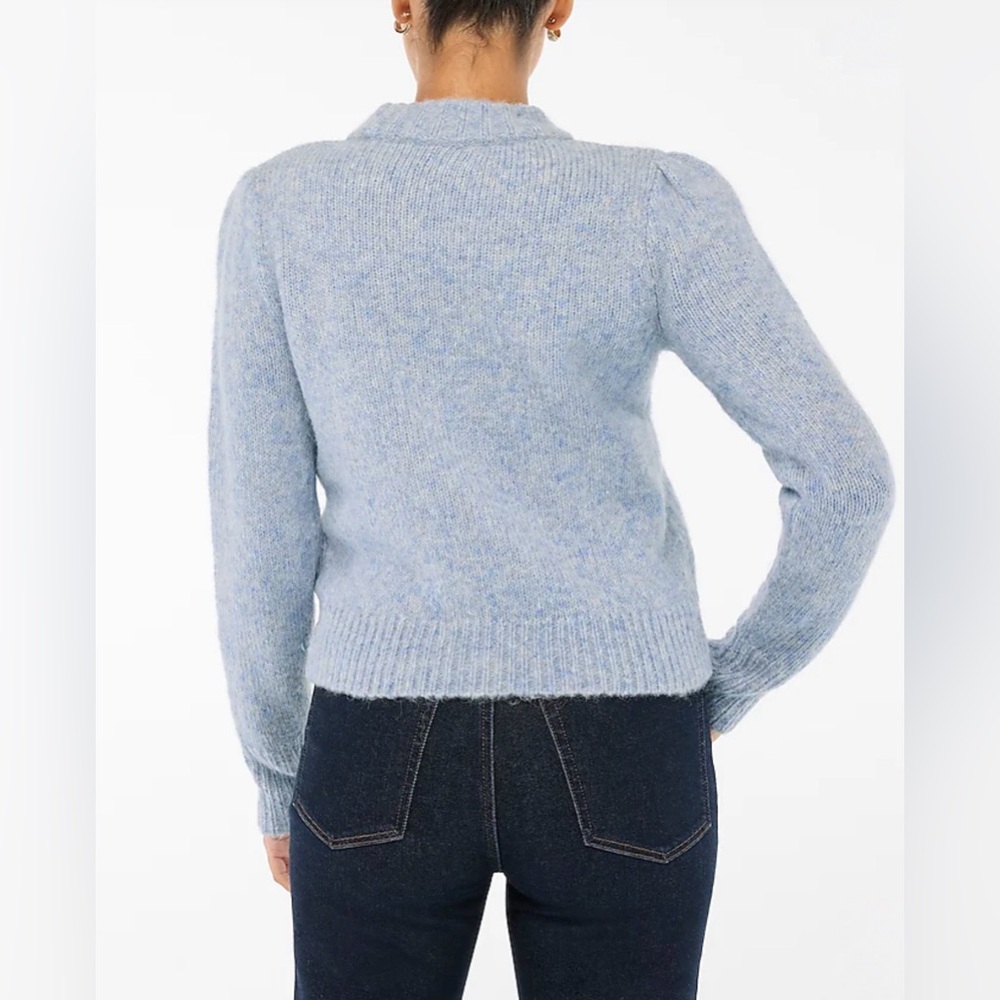 J.Crew Fuzzy Puff-Sleeve Sweater — NWT — Size XL — Heather Frosted Grey (Blue) - Picture 3 of 12